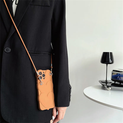 Caramel Color Love Diagonal Cross Chain Phone Case