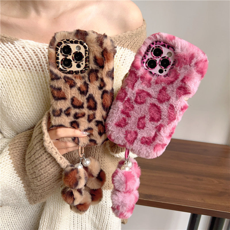Leopard Print Autumn And Winter Plush Phone Case