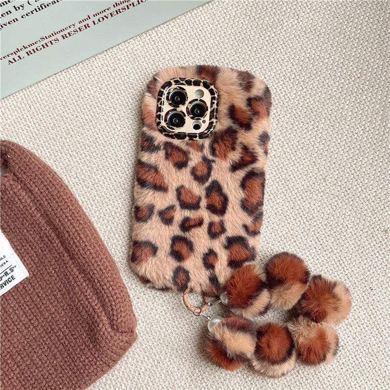 Leopard Print Autumn And Winter Plush Phone Case
