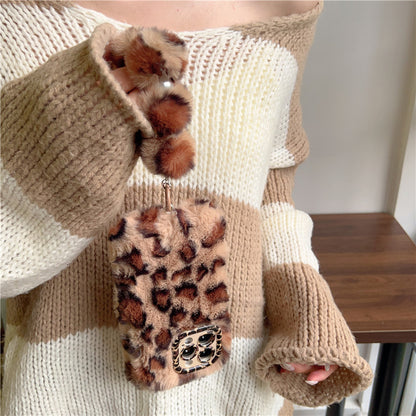 Leopard Print Autumn And Winter Plush Phone Case