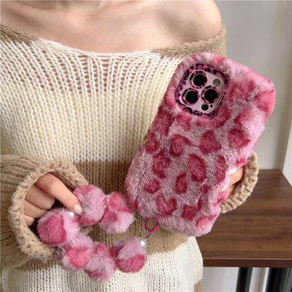Leopard Print Autumn And Winter Plush Phone Case