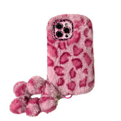 Leopard Print Autumn And Winter Plush Phone Case