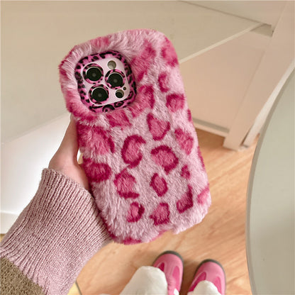 Leopard Print Autumn And Winter Plush Phone Case