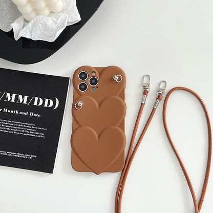 Caramel Color Love Diagonal Cross Chain Phone Case