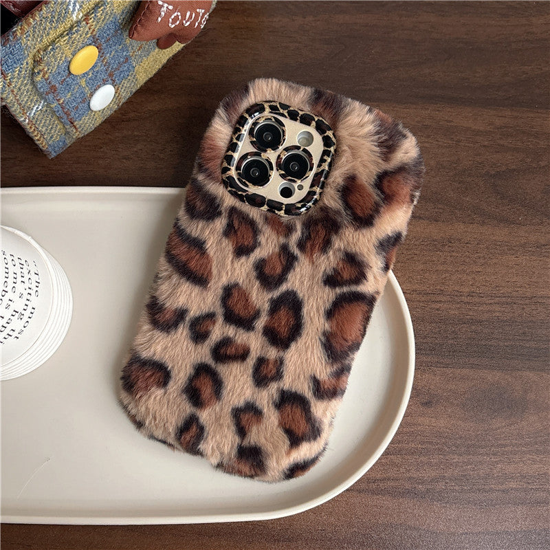 Leopard Print Autumn And Winter Plush Phone Case